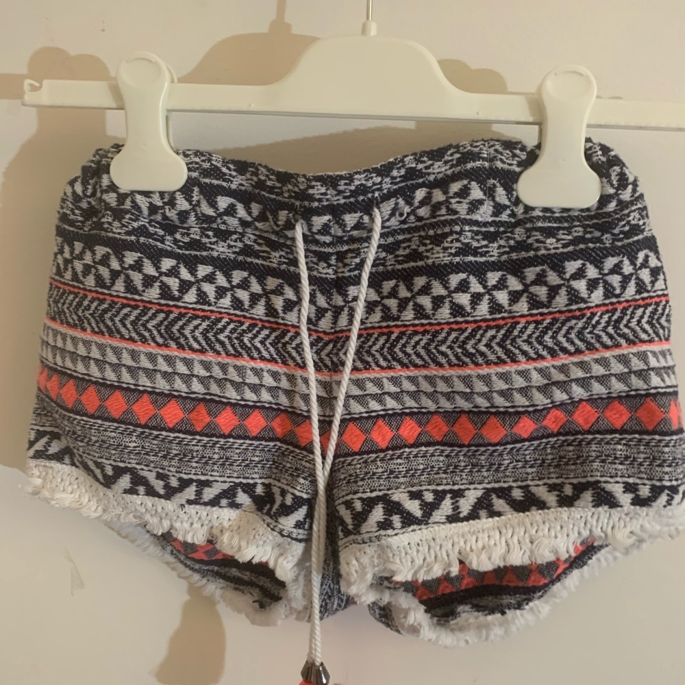 Bright tribal print pattern shorts